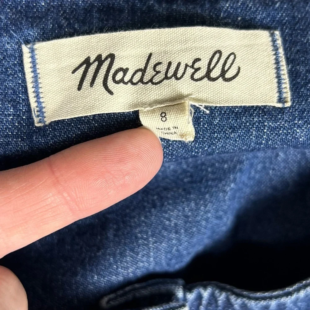 Madewell Jumpsuit Womens 8 Denim Straight-Leg Puff Long Sleeve Utility Carpenter